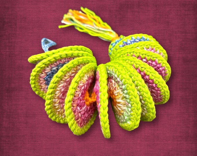Medium Size Wind Spinner Lime Green Rainbow Crochet Cotton Home Decor Porch Hanger