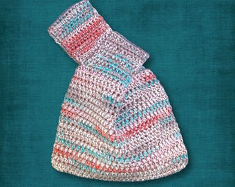 Sparkle Japanese Knot Bag Pink and Green Wrist Purse Large Wristlet Top Handle Purse