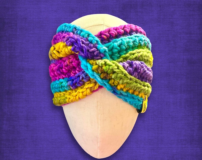 Adult L/XL Beanie Bright Colorful Party Hat Soft Crocheted Vivid Colors