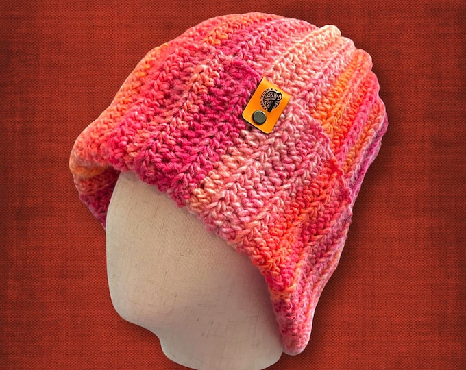 Adult XL/XXL Neon Pink Bright Orange Hat Fits Large Heads Can Hold Dreads