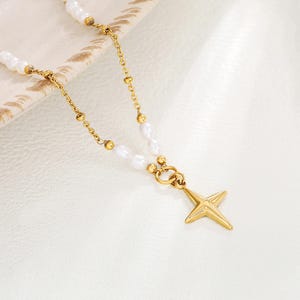 Natural Freshwater Pearl Cross Clavicle Pendant Necklace Pearl Necklace