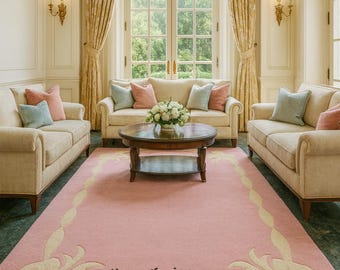 Pink Bow Tufted Rug: Handmade Soft Cut Pile Nursery Decor