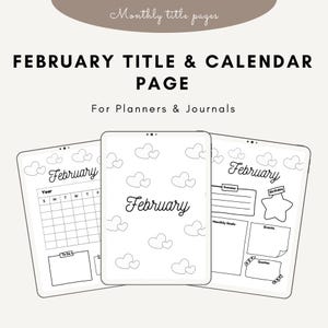 February Title Page | Hearts I Monthly Title Page | Cover Page | Journal Title page and Calendar | Printable Planner| Printable Calendar
