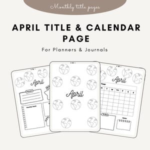 April Title Page I Earth IApril Calendar I Printable Calendar I Journal Cover Page I April Cover Page I Printable Planner I Instant Download