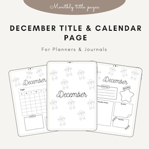 December Title Page I Gingerbread December Calendar I Printable Calendar IJournal Cover Page I Planner Cover Page I Printable Planner page