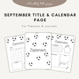 September Title Page I Football September Calendar I Printable Calendar IJournal Cover Page I Planner Cover Page I Printable Planner page