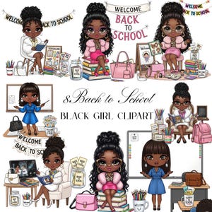 Back to School Black Girl Clipart Png ,Black Afro Girl PNG, Women Teacher PNG Clipart , African American Girl PNG | Black Woman Png Bundle