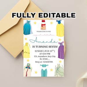 Princess Birthday Invite | Princess Dress Up Invite | Magical Celebration | Sweet 15 | Gold Red Royal Palace Mis Quince | Once Upon a Time