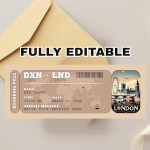 Editable Birthday Travelling Boarding Pass, Travel Flight Printable, Birthday Gift, Surprise Vacation Template, Canva Editable