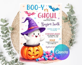 Little Boo Baby Shower Invitation: Halloween Ghost Theme (Digital Download, Printable Template 5x7" )