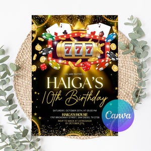 Casino Birthday Invitation, Editable Casino Theme Birthday Invitation, Casino Poker Engagement Birthday Party, Casino Invitation, Digital