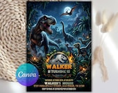 Dinosaur Invitation, Dinosaur Birthday Party Invitation, Dinosaur World Invite, T-Rex Party Invite, Jurassic Birthday Invite, Editable Canva