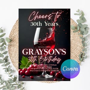 Editable Aged to Perfection Invitation, Wine Birthday Invitation, Winery Invitation, Fine Like Wine, Floral, Printable or Text Invite