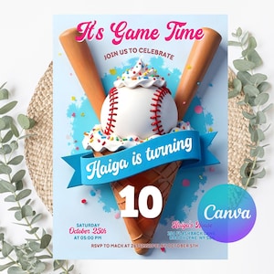 Baseball Drip Birthday Party Invitation, Baseball Birthday Invite, Baseball Drip, Sports Party for Any Age, Softball Drip, Digital Template