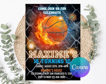 Neon Basketball Party Invitation: Editable All-Star Theme (Digital Download)