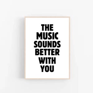 The Music Sounds Better With You Poster, Music Print, Disco Poster Art, Retro Love Decor, Music Inspired Print, Wall Print, Instant Download