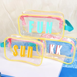 Shadow Monogram Pool Bag,Waterproof Toiletry Pouch,Personalized Makeup Bag,Custom Bridesmaid Clear cosmetic bag,Bachelorette Party Gift
