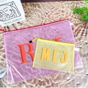 Personalized Waterproof Pool Pouch: Shadow Monogram Custom Beach Bag