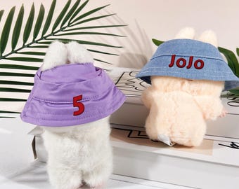Traje de muñeca personalizado hecho a mano: sombrero de pescador bordado para muñecas de 17 cm