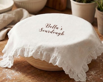 Personalized Sourdough Bread Embroidered Towel,Bulk Fermenting, Custom Embroidery Banneton Liner for Bread Baking,Kitchen Gift for Bakers