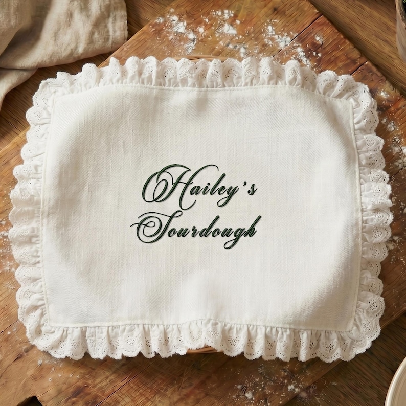 Personalized Sourdough Bread Embroidered Towel,Bulk Fermenting, Custom Embroidery Banneton Liner for Bread Baking,Kitchen Gift for Bakers image 9