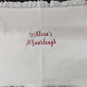Personalized Sourdough Bread Embroidered Towel,Bulk Fermenting, Custom Embroidery Banneton Liner for Bread Baking,Kitchen Gift for Bakers image 2