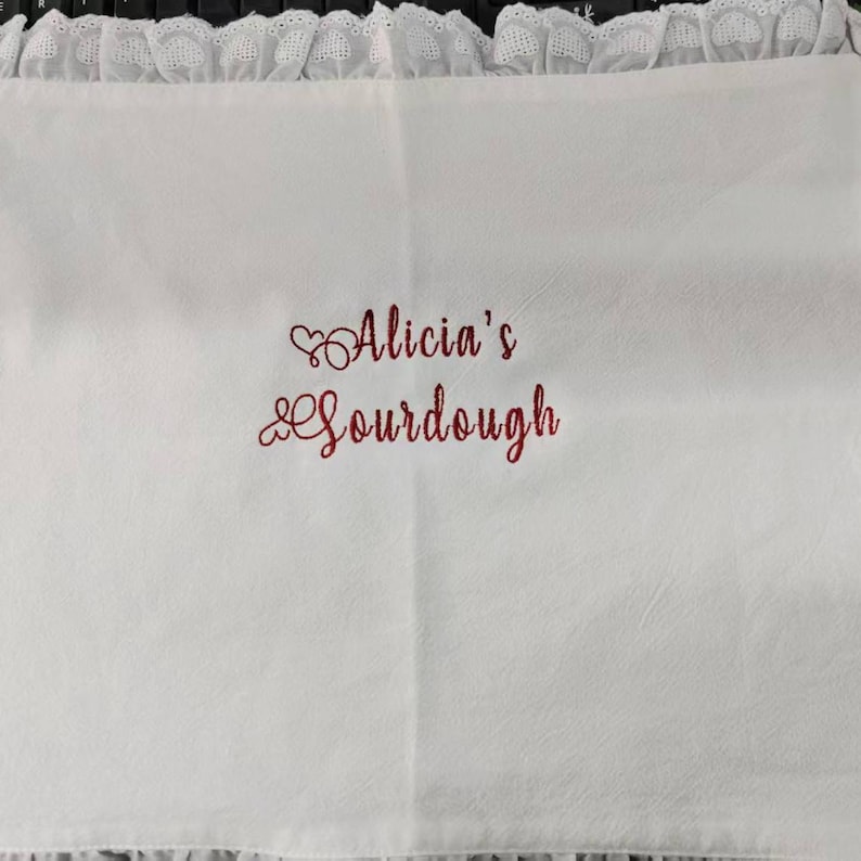 Personalized Sourdough Bread Embroidered Towel,Bulk Fermenting, Custom Embroidery Banneton Liner for Bread Baking,Kitchen Gift for Bakers image 2