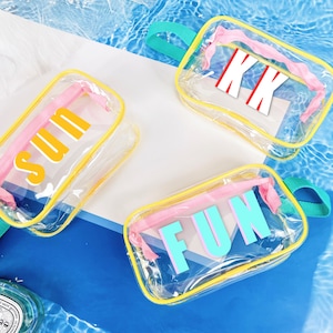 Personalized Clear Makeup Bag,Shadow Monogram Pool Bag,Waterproof Toiletry Pouch,Travel Bag,Bachelorette Party Gift,Bridesmaid Gift
