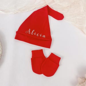 Gepersonaliseerde inbakermuts en wanten, inbakerdoek BABYNAAM, cadeau babyshower, Coming Home-outfit baby, set naam pasgeboren baby, cadeau babyjongen