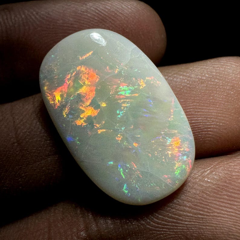 Australian Coober Pedy Opal Gemstone: 9ct Rectangle Cabochon, Multi-Color image 3
