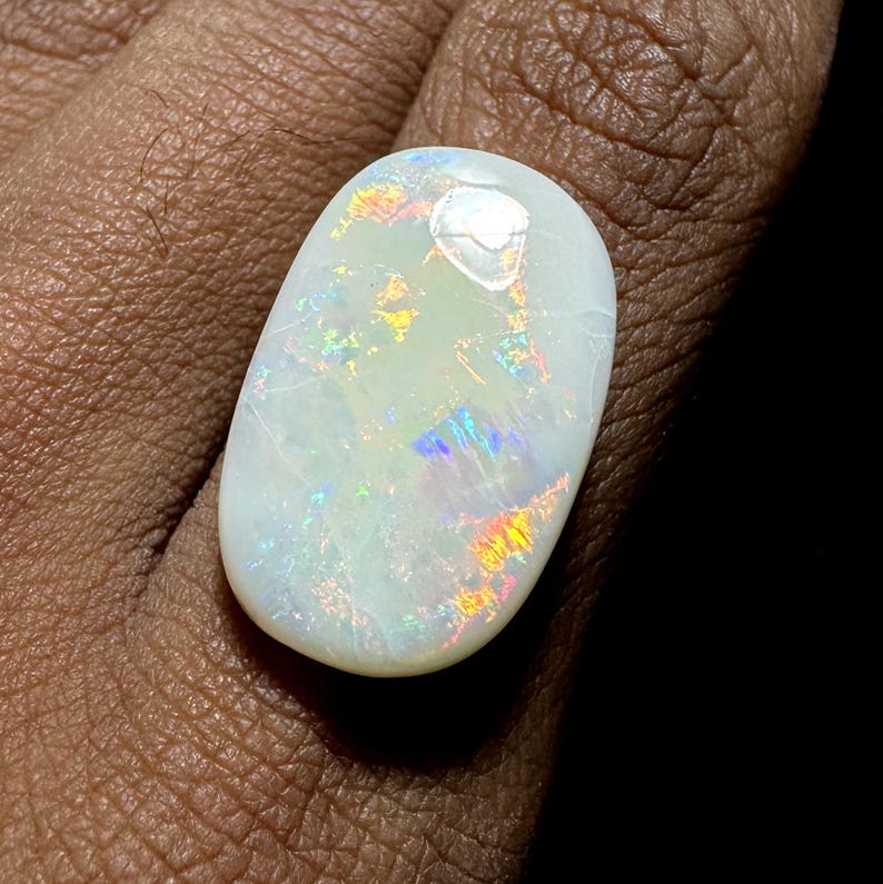 Australian Coober Pedy Opal Gemstone: 9ct Rectangle Cabochon, Multi-Color image 4