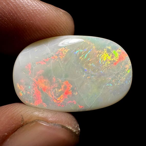 Australian Coober Pedy Opal Gemstone: 9ct Rectangle Cabochon, Multi-Color