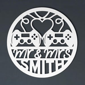 Personalized Mr & Mrs Gamer Metal Sign, Gift for Son In Law, Gaming Themed Wedding Gift, Gamer Couple Decor,