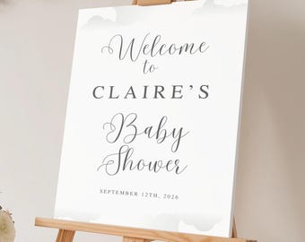 Personalized Baby Shower Welcome Sign, Custom Foam Board Baby Shower Decoration, Neutral Minimalist Baby Shower Board, Elegant Party Decor