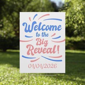 Personalized Gender Reveal Yard Sign: Pink & Blue Party Decor