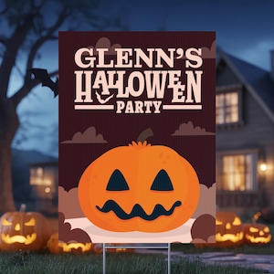 Personalized Halloween Party Yard Sign: Spooky Pumpkin Decoration + Aluminum Stake