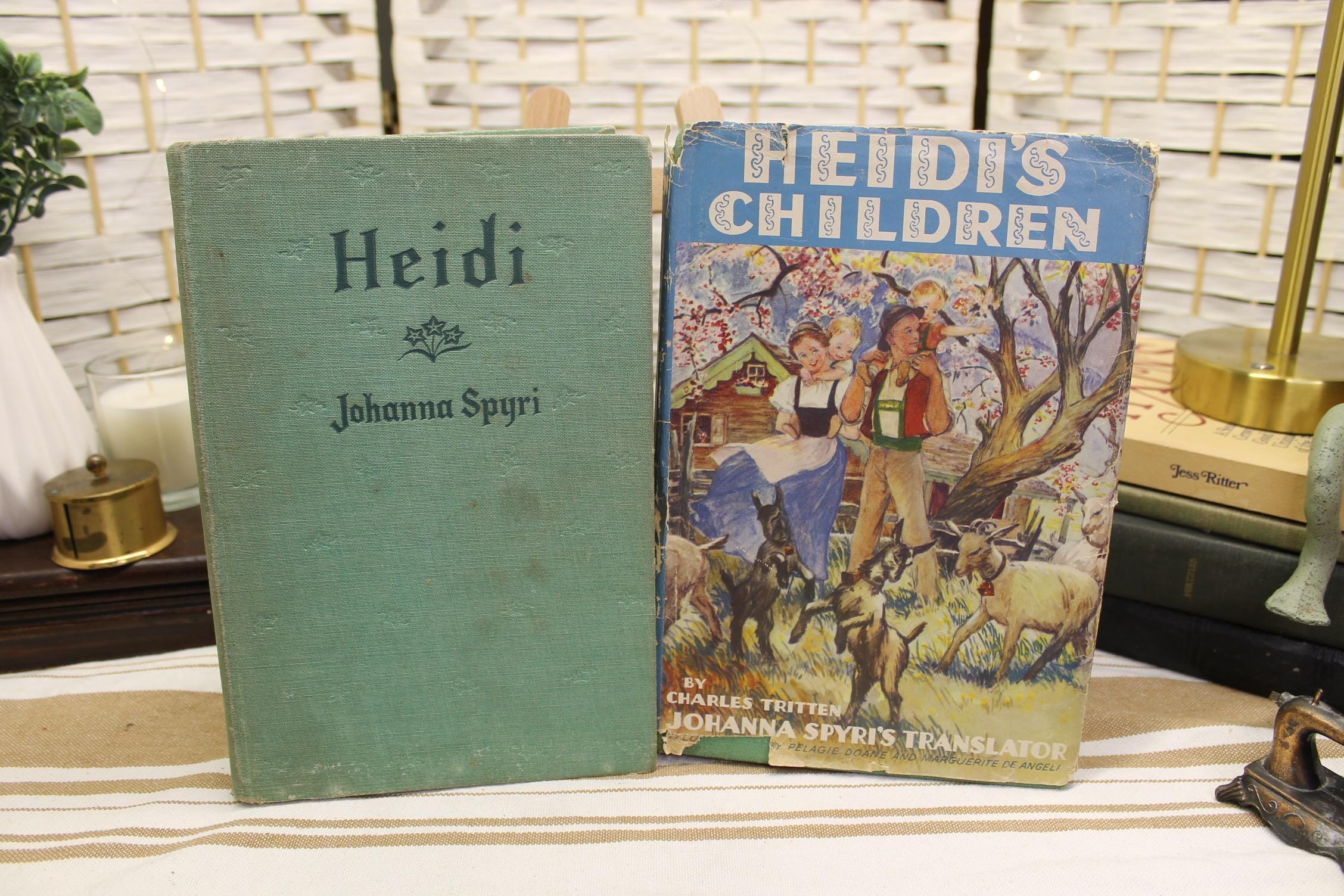 Vintage Heidi & Heidi's Children Illustrated Hardcover Books - Classic Alpine Storybook Set