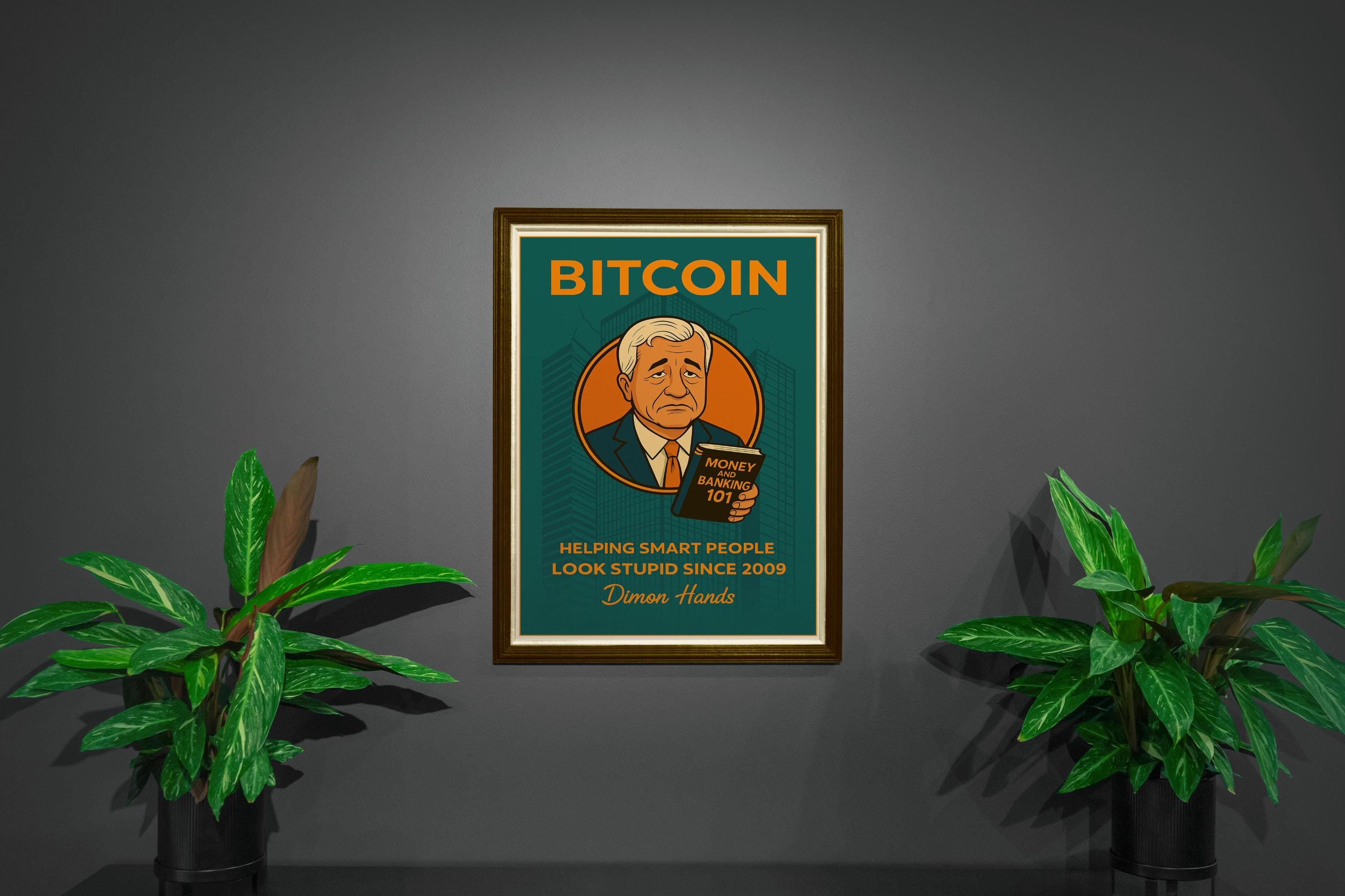 ビットコイン風刺プリント - ダイモン・ハンズ - ビットコイン悪役2 -  暗号ウォールアート、BTC装飾、デジタルダウンロード、面白いビットコインポスター、ビットコインギフト