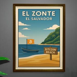 Bitcoin Beach - El Zonte - Bitcoin Poster, Crypto Wall Art, Bitcoin Print, BTC Gift, Digital Download, Bitcoin Destinations, El Salvador