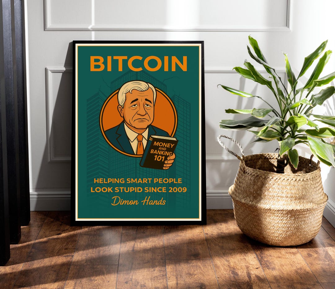 ビットコイン風刺プリント - ダイモン・ハンズ - ビットコイン悪役2 -  暗号ウォールアート、BTC装飾、デジタルダウンロード、面白いビットコインポスター、ビットコインギフト - Etsy 日本