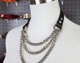 Silber Layered Kettenhalsband: Edelstahl Gothic Punk Halsband