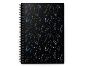Whimsical Starry Line Spiral Notebook, Ruled Journal for Notes