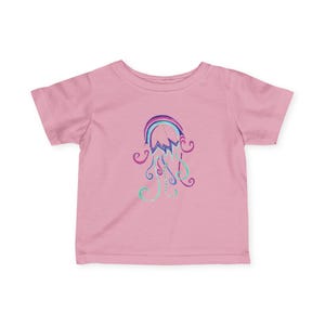 Jellyfish Infant Tee, Hand Drawn Ocean Animal Baby Shirt, Cute Underwater Creature Top, Kids Summer Beach Wear, Infant Fine Jersey Tee,