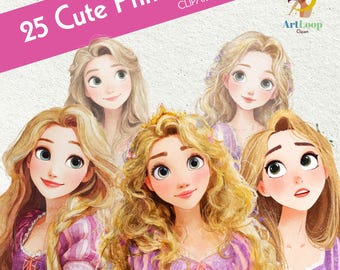25 cliparts princesse, petite princesse, princesse de dessins animés, clipart de conte de fées, princesse de conte de fées, clipart fée, png princesse, conte de fées