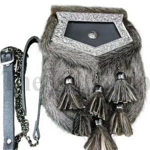 Handmade Sporran - Full Dress Sporran - Scottish Kilt Sporran - Custom Made Highlander Sporran Bag and Chain Strap - Sporran For Men