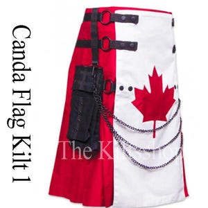 Premium - Scottish Utility Cotton Kilt For Men - Size 30 to 62 - Various Colors - Tactical Duty Kilt - Flag Kilt - Canada Kilt - Cargo Kilt
