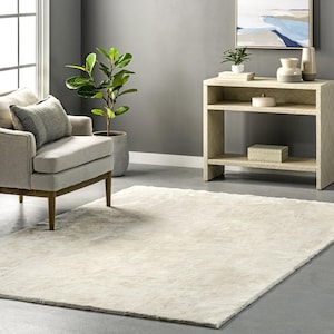2&#39; x 3&#39; Cream Solid Shag Accent Rug – Soft Machine Washable Small Rug for Entryway, Bathroom, Bedroom, or Nursery