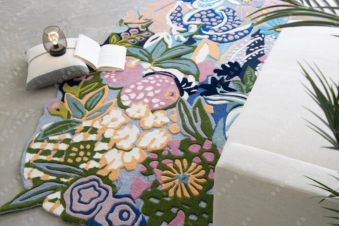 Hand Tufted Wool Floral Area Rug – Multicolor Botanical Design With ...