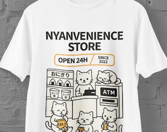 Camiseta Conbini Neko – Tienda de conveniencia japonesa con diseño de gato kawaii