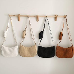 Corduroy Shoulder Bag with Coin Purse, Handbag, College Student Bag, Retro Bag for Women, Everyday Book Tote, Bag for Daily Use